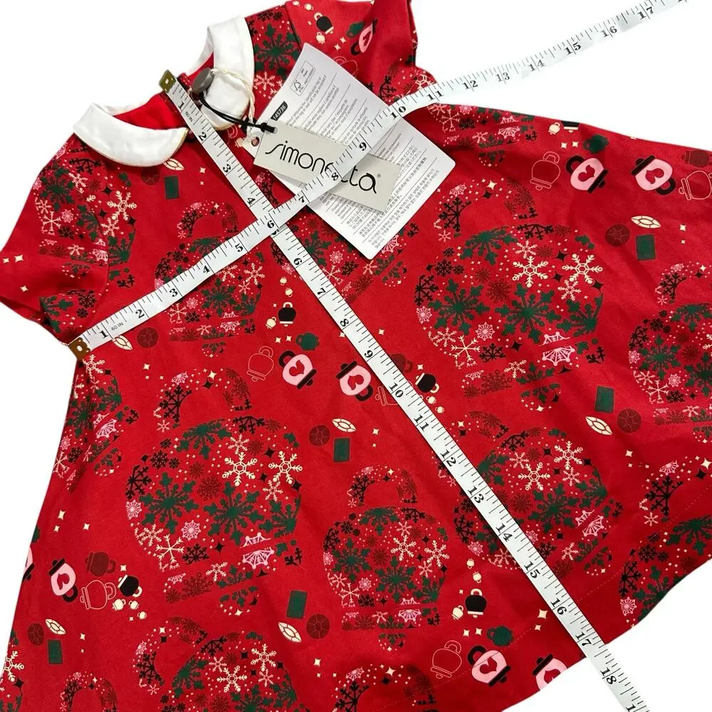 Simonetta x‎ Chantecler Capri Abito Red Christmas Dress Baby Girl Size 9 Months